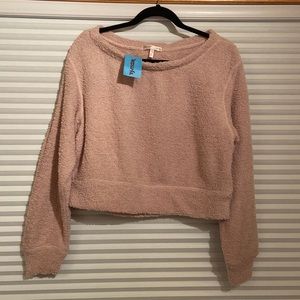Sincerely Jules Fluffy Pink Cropped Sweater